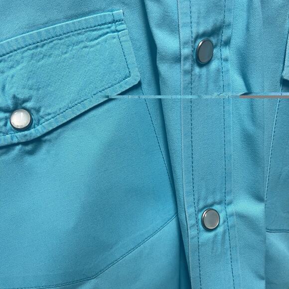 VTG Drysdales Pearl Snap Long Sleeve Shirt Men's Cowboy Ranch XL Turquoise Heavy - Picture 6 of 10